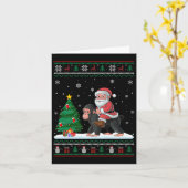 醜いクリスマスツリーライトズクリスマスサンタライディングエイプ カード (黄色い花)