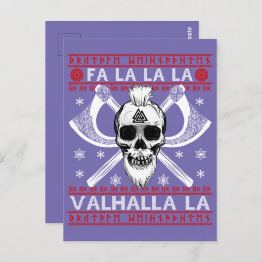 醜いクリスマスデザインファラヴァルハラバイキングヴァル ポストカード (正面/裏面)