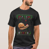 醜いクリスマスパジャマのセーターの巻き貝の動物愛好家 Tシャツ (正面)