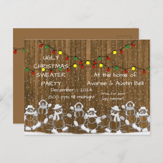 醜いクリスマスパーティの招待状はがき ポストカード (正面/裏面)