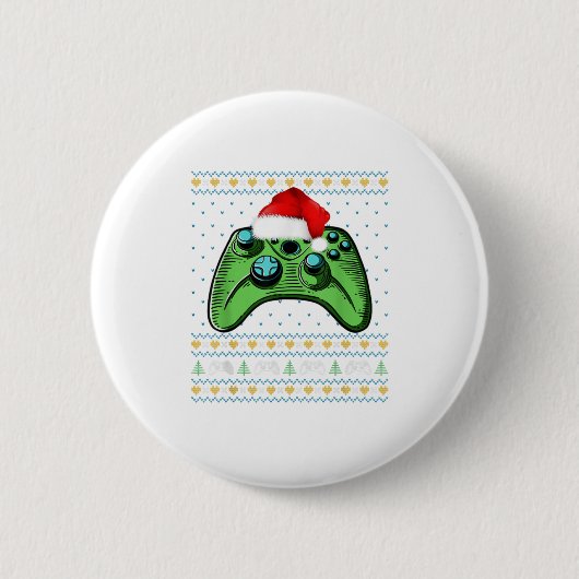 醜いクリスマスビデオゲームコントローラCh 缶バッジ (正面)