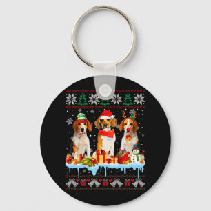 醜いクリスマスビーグル犬サンタクリスマスドッグコスチューム7 キーホルダー