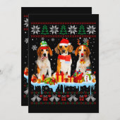 醜いクリスマスビーグル犬サンタクリスマスドッグコスチューム7 招待状 (正面/裏面)