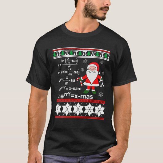 醜いクリスマスフォーミュラおたくおもしろいクリスマスジャンパー Tシャツ (正面)