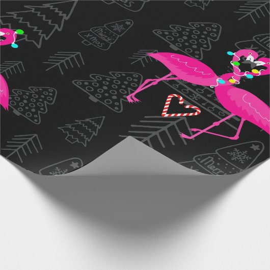 醜いクリスマスフラミンゴキャンディハート ラッピングペーパー (角)