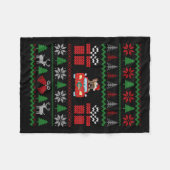 醜いクリスマスフランスのブルドッグ乗用車レッドサンタ フリースブランケット (正面(横))