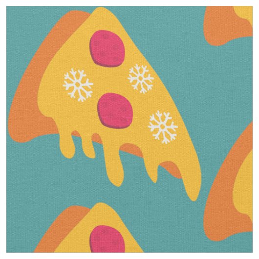 醜いクリスマスペペロニピザ雪の冬 ファブリック (クローズアップ)