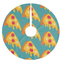 醜いクリスマスペペロニピザ雪の冬 ブラッシュドポリエステルツリースカート