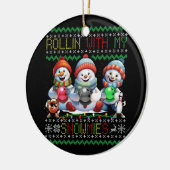 醜いクリスマスボーリング恋人ボウリングをする人、 クリケットの投手がMで転がる セラミックオーナメント (左)