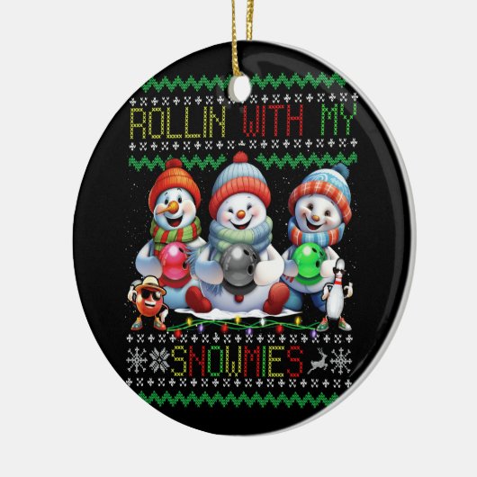 醜いクリスマスボーリング恋人ボウリングをする人、 クリケットの投手がMで転がる セラミックオーナメント (左)