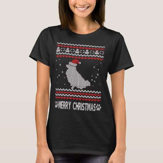 醜いクリスマスポメラニア犬 Tシャツ (正面)