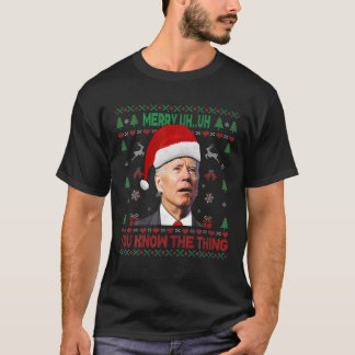 醜いクリスマスメリーバイデン氏Uh君は薄い Tシャツ