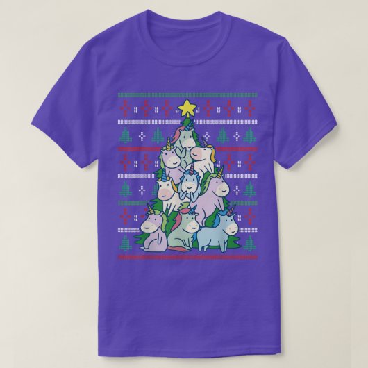 醜いクリスマスユニコーンクリスマスツリー Tシャツ (デザイン正面)