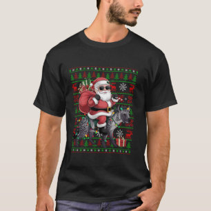 醜いクリスマスライツおもしろいサンタライディングヘナクリスマ Tシャツ