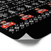 醜いクリスマスレッドサンタフランスのハットブルドッグクリスマスF ポスター (角)