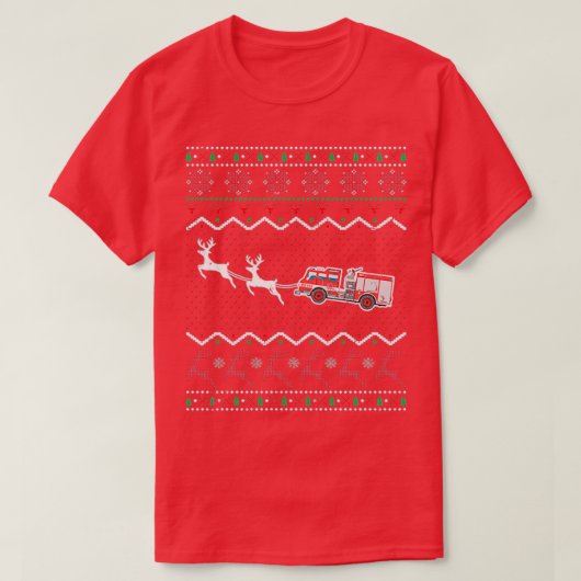 醜いクリスマス消防士クリスマス消防士T Tシャツ (デザイン正面)