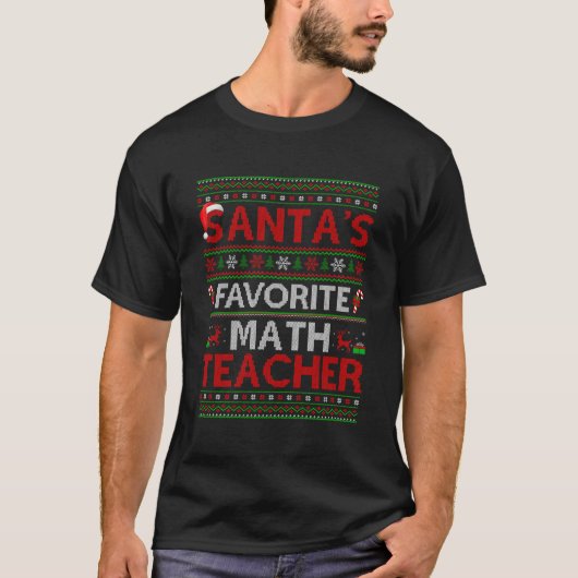醜いクリスマス照明サンタお気に入りのス数学先生C Tシャツ (正面)