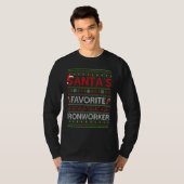 醜いクリスマス照明サンタズお気に入りのアイアンワーカーChr Tシャツ (正面フル)