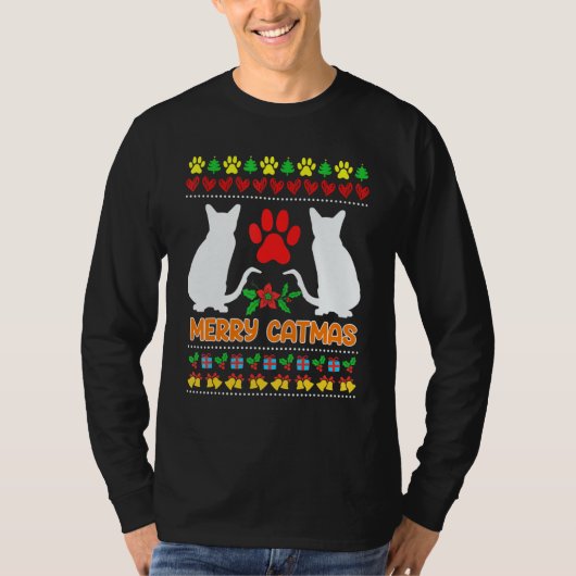 醜いクリスマス猫 Tシャツ (正面)