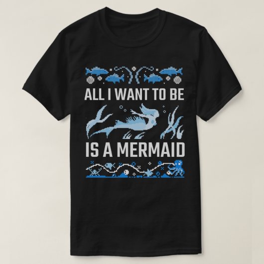 醜いクリスマス私は人魚になりたい Tシャツ (デザイン正面)