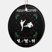 醜いクリスマス空手柔術武術アートメリー セラミックオーナメント (左)
