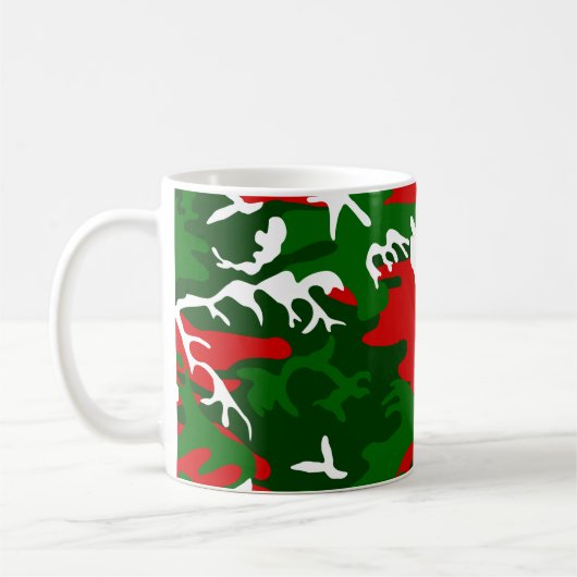 醜いクリスマス迷彩柄迷彩 コーヒーマグカップ (左)
