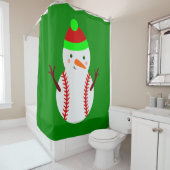 醜いクリスマス野球雪だるま おもしろい シャワーカーテン (インサイチュ)