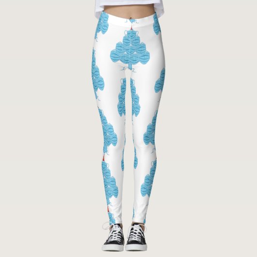 醜いクリスマス顔のマスクツリー レギンス (正面)