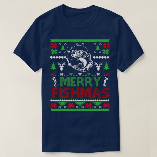 醜いクリスマス魚釣り Tシャツ (デザイン正面)