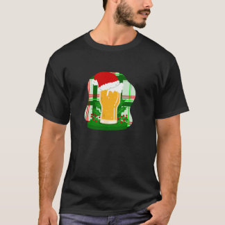醜いクリスマス ビール サンタクロース ヒイラギ ブライド柄 面白い Tシャツ