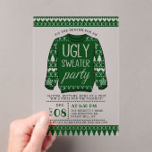 醜いグリーンクリスマスセーターホリデーパーティー アクリル招待状 (インサイチュ (ポータブル))