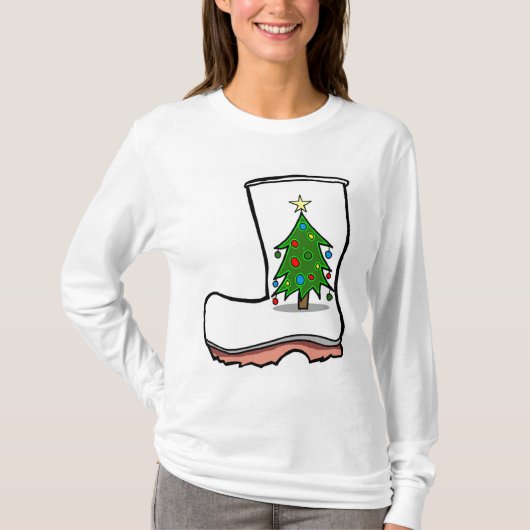 醜いケージャンクリスマスセーター縮みブーツ Tシャツ (正面)