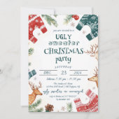 醜いスウェーターとトナカイのクリスマス・パーティー 招待状 (正面)