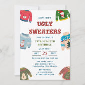 醜いスウェーターのホリデーシーズン冬の誕生日パーティー 招待状 (正面)