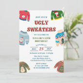 醜いスウェーターのホリデーシーズン冬の誕生日パーティー 招待状 (スタンド正面)