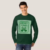 醜いスウェーター柄のジングルベルとメリークリスマス Tシャツ (正面フル)