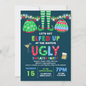 醜いスウェーター パーティー クリスマス エルフィードアップ 招待状 (正面)