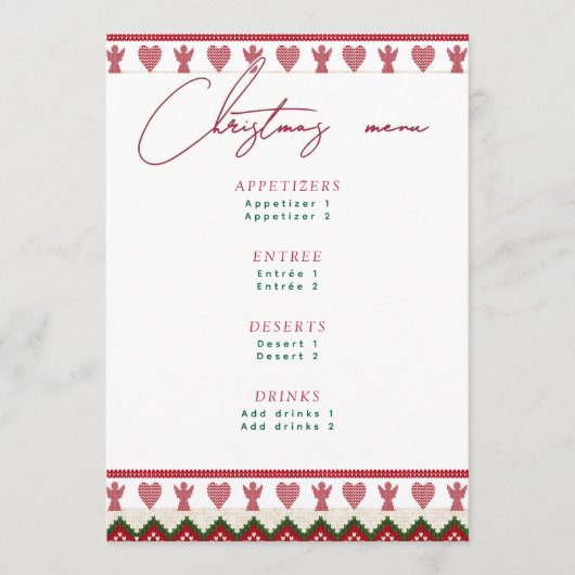 醜いスウェーター 手編みのヒュッゲ エンジェル ハート クリスマス メニュー (正面)