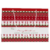 醜いスウェーター 手編みのヒュッゲ エンジェル ハート クリスマス ラージペーパーバッグ (裏面)