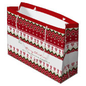 醜いスウェーター 手編みのヒュッゲ エンジェル ハート クリスマス ラージペーパーバッグ (裏面アングル)