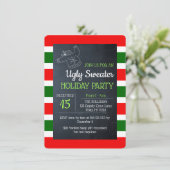 醜いスウェーター 赤と緑のストライプ ホリデー 招待状 (スタンド正面)
