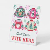 醜いセーターあなたの票のサインをキャスト 台座サイン (正面)