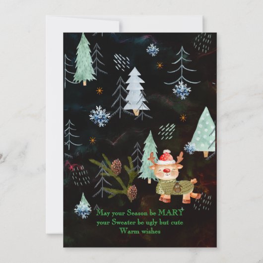 醜いセーターかわいい北欧動物 シーズンカード (裏面)