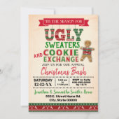 醜いセーターとクッキー交換のクリスマスバッシュ 招待状 (正面)