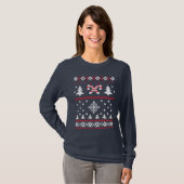 醜いセーターのキャンディ・ケーンのクリスマスのセーターのおもしろい Tシャツ (正面フル)
