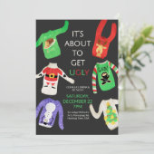 醜いセーターのクリスマスのパーティの招待状 招待状 (スタンド正面)