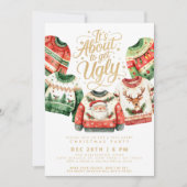 醜いセーターのクリスマスのパーティーを手に入れる 招待状 (正面)