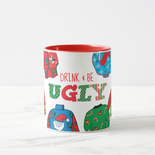 醜いセーターのクリスマスのマグ マグカップ (中央)