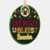 醜いセーターのクリスマスの休日の勝者賞 セラミックオーナメント (右)