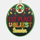 醜いセーターのクリスマスの休日の勝者賞 セラミックオーナメント (左)